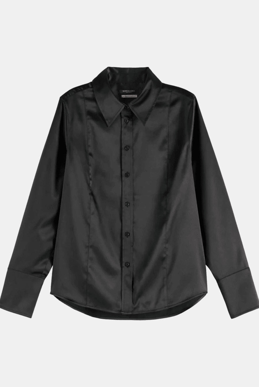 Core Satin Shirt (Black) - Scotch & Soda