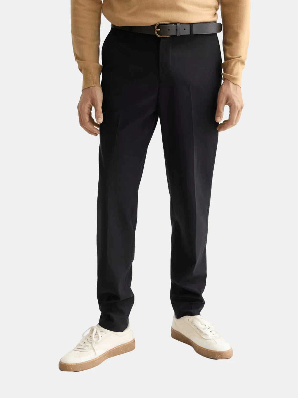 core-irving-cool-wool-blend-chino-black front view by Scotch & Soda