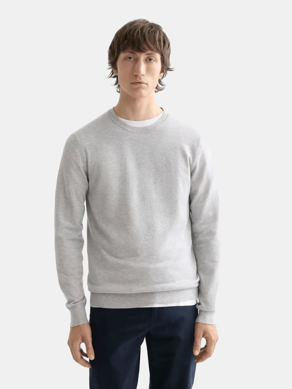 core-viscose-pullover-crewneck-light-pastel-grey front view by Scotch & Soda