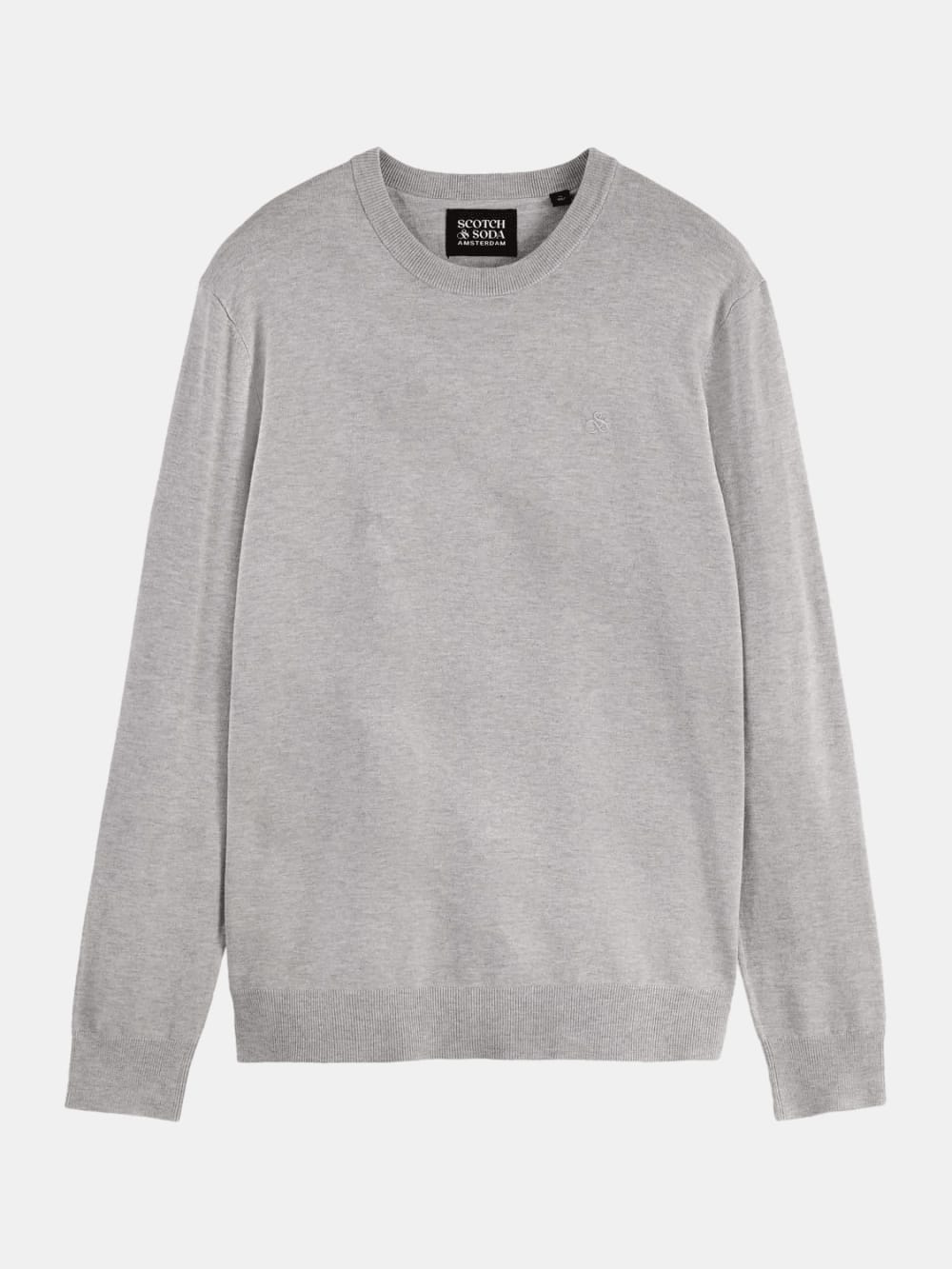 core-viscose-pullover-crewneck-light-pastel-grey front view by Scotch & Soda