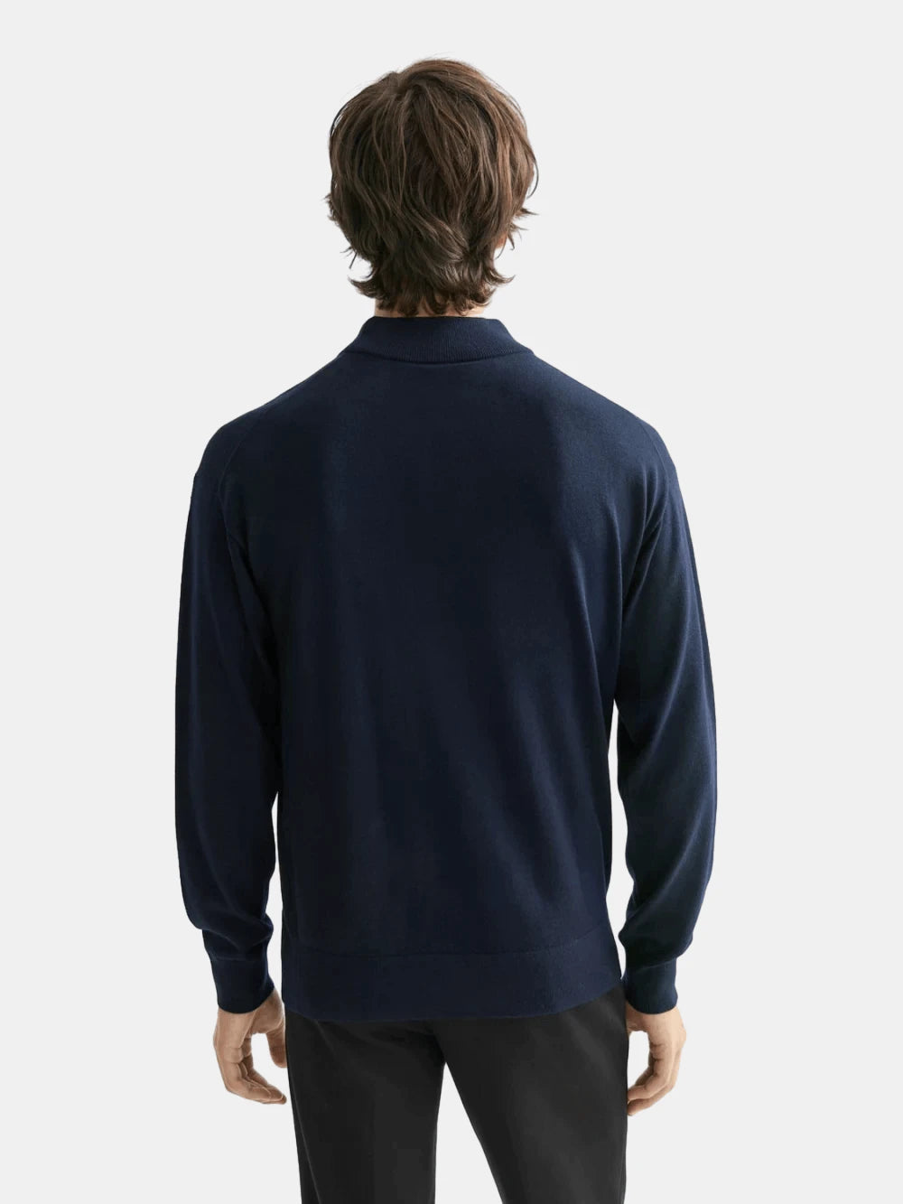 core-dropped-shoulder-mock-neck-pullover-navy back view by Scotch & Soda