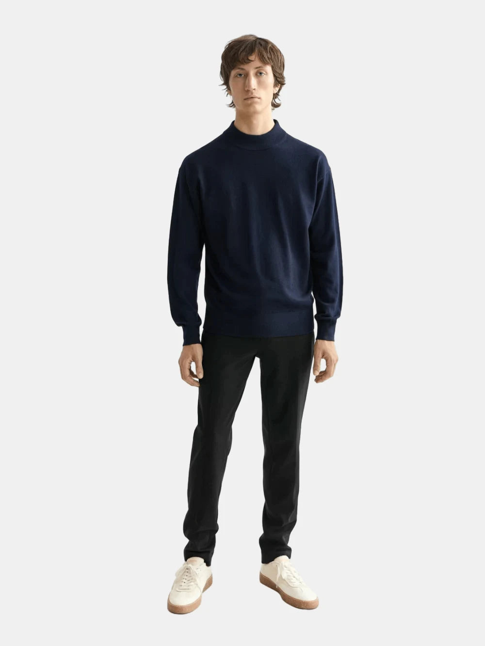 Core - Dropped Shoulder Mock Neck Pullover (Navy) - Scotch & Soda