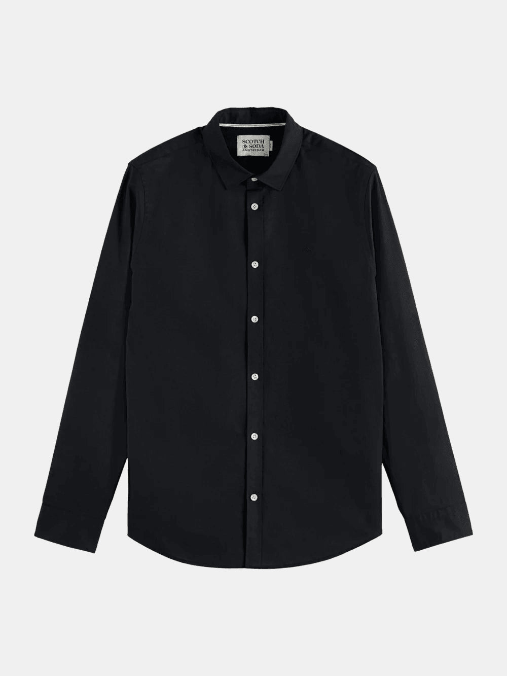 core-poplin-solid-black front view by Scotch & Soda