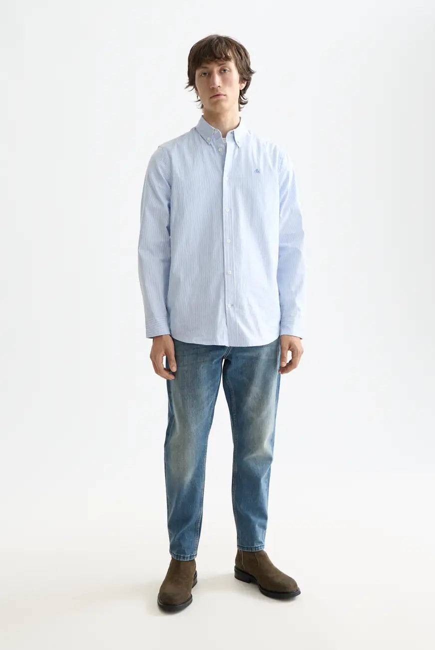 Core - Oxford Stripe front view showing fit and finish by Scotch & Soda