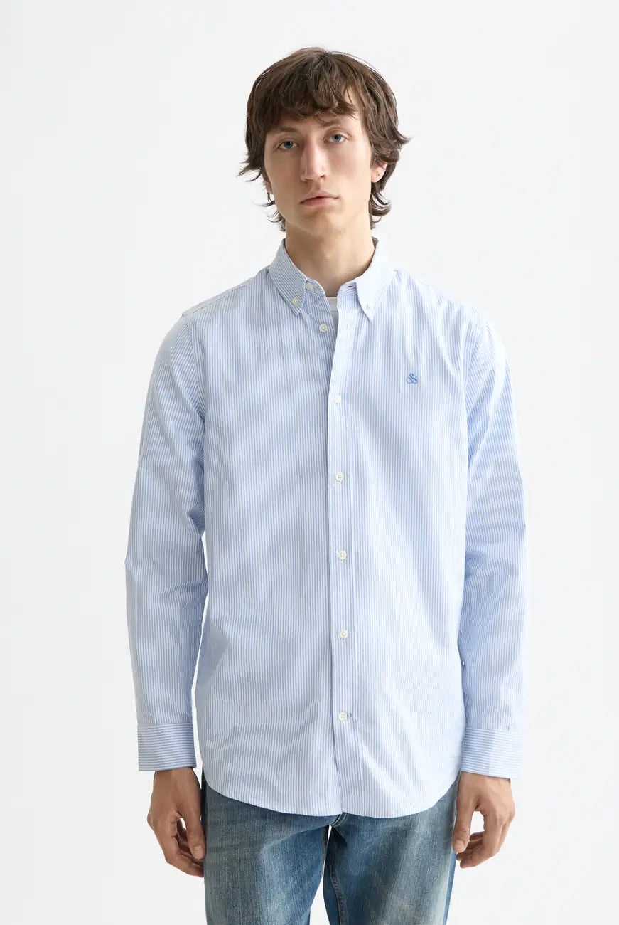 Navy Core - Oxford Stripe front view by Scotch & Soda