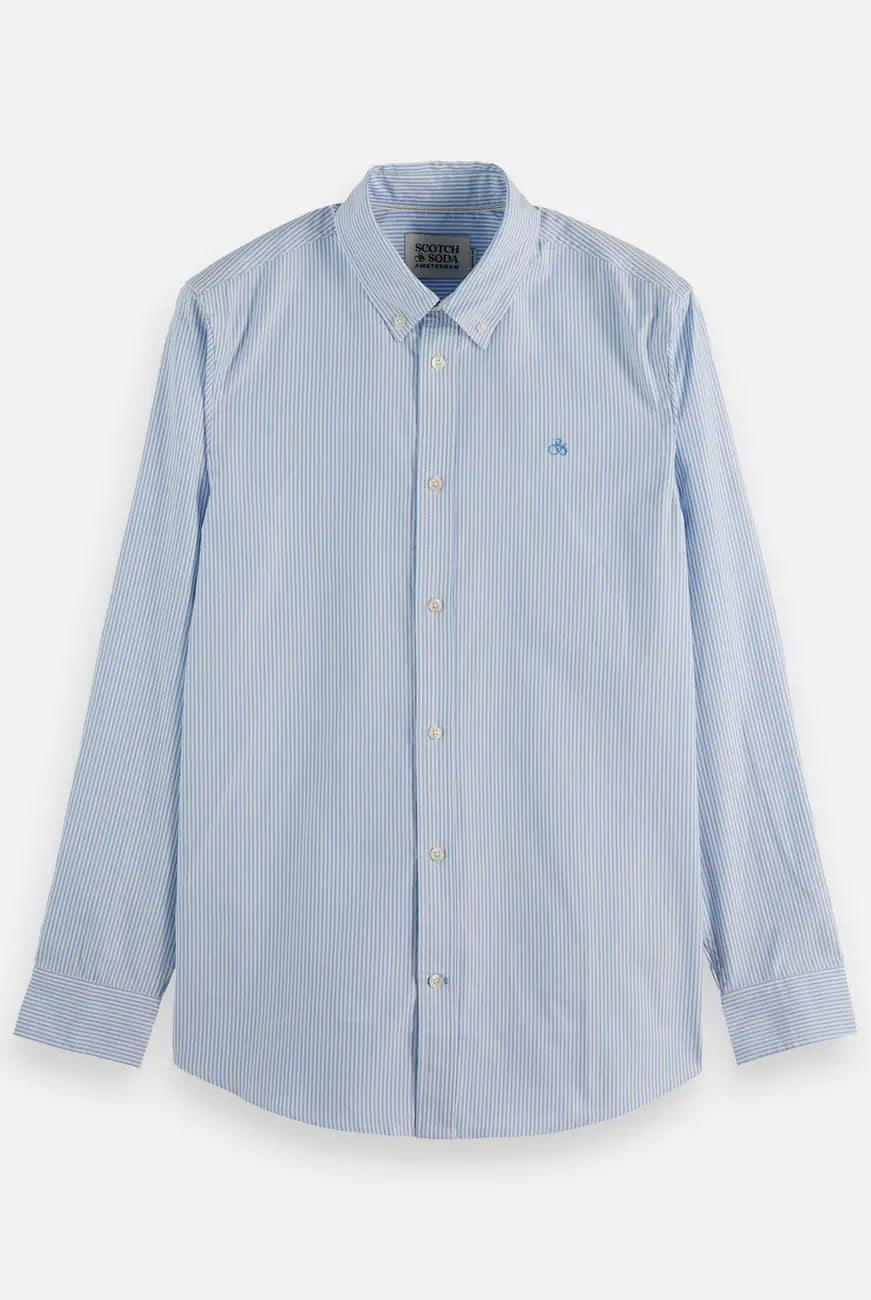 Core - Oxford Stripe front view showing fit and finish by Scotch & Soda