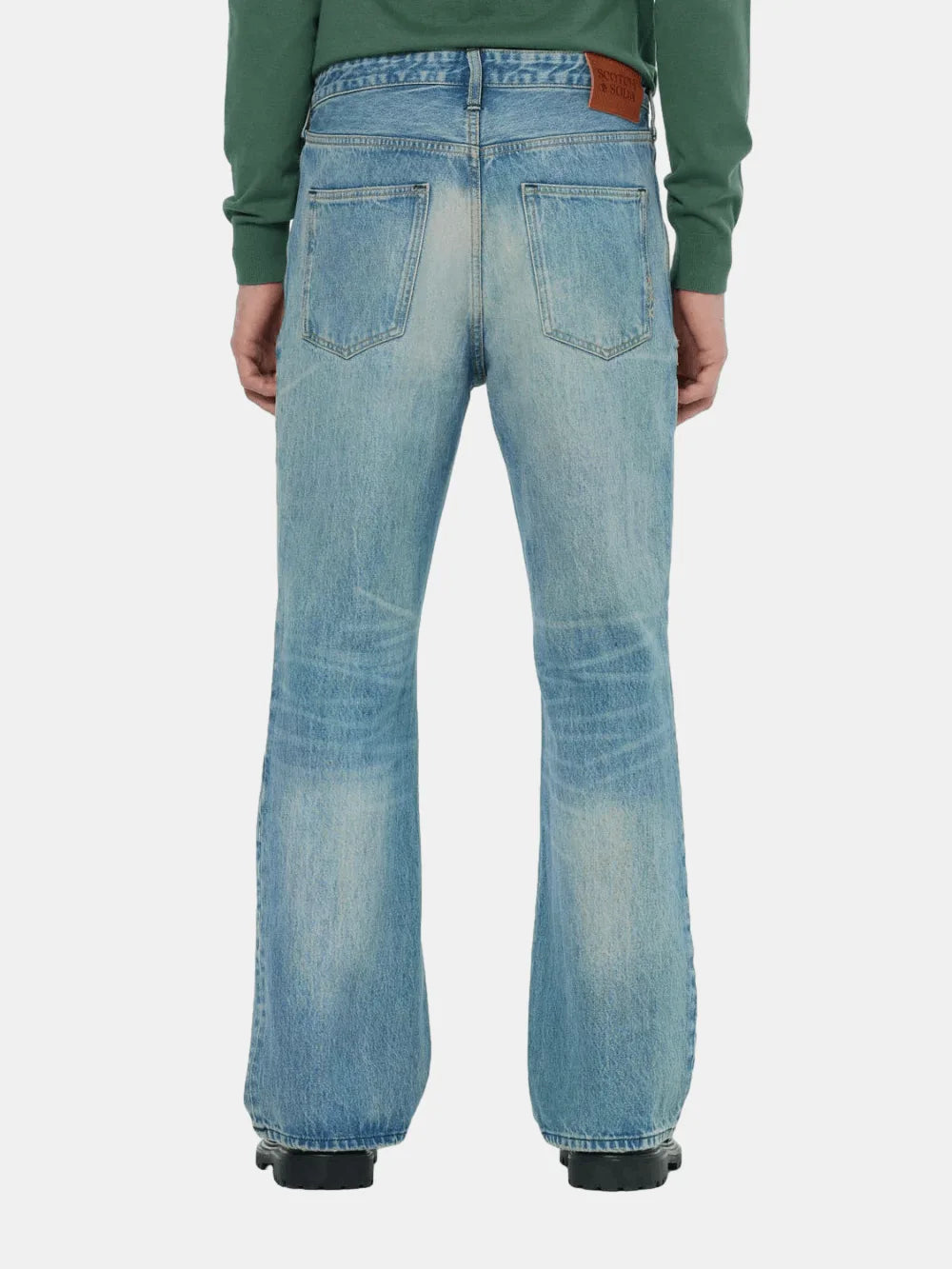 The Beat Bootcut Jeans Vintage Touch (Navy) back view showing fit and finish by Scotch & Soda