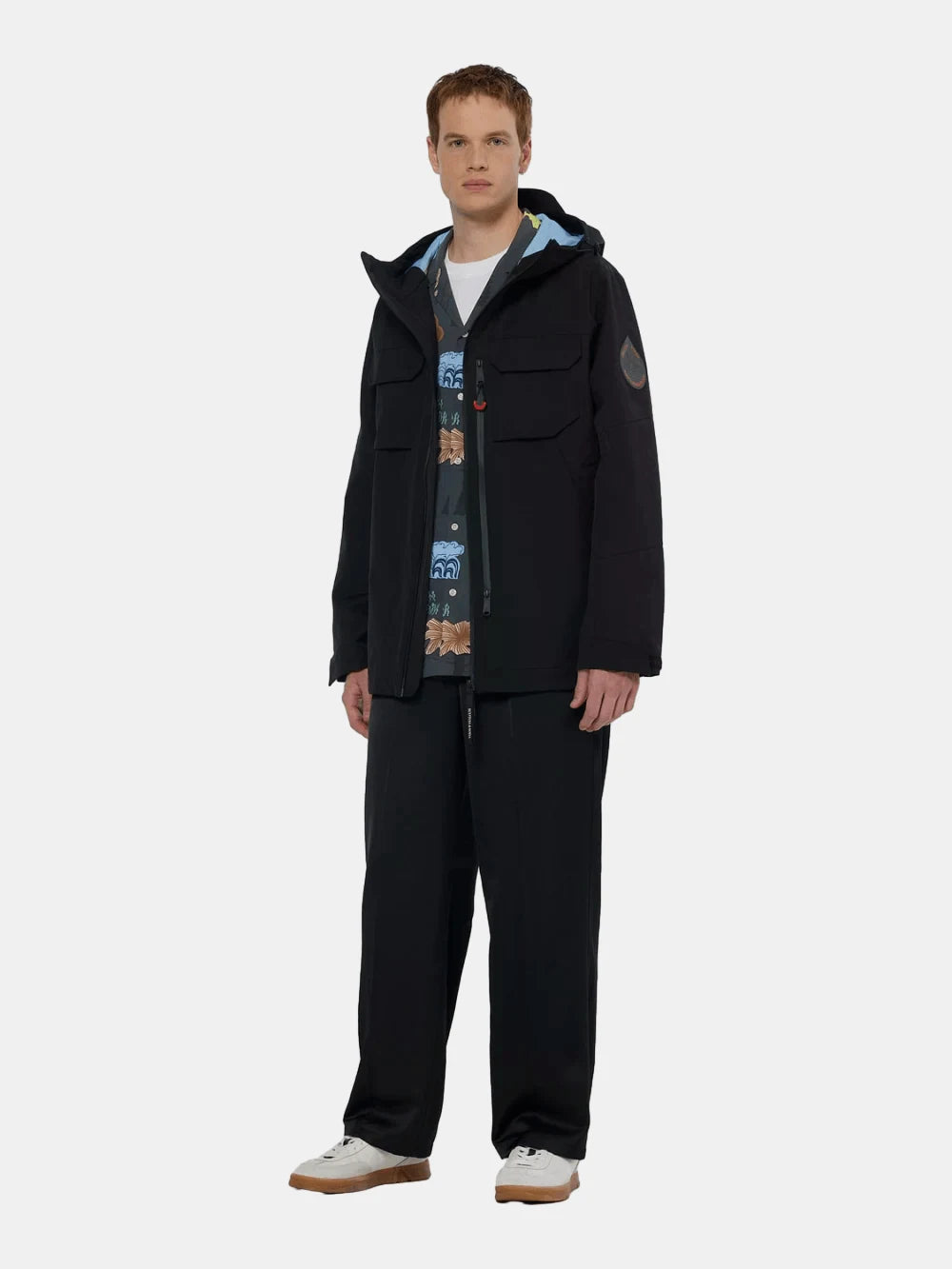 Ams Proof Camp Tech Jacket (Black) front view showing fit and finish by Scotch & Soda