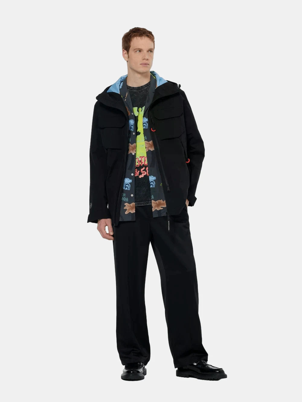 Ams Proof Camp Tech Jacket (Black) on model showing fit and styling by Scotch & Soda