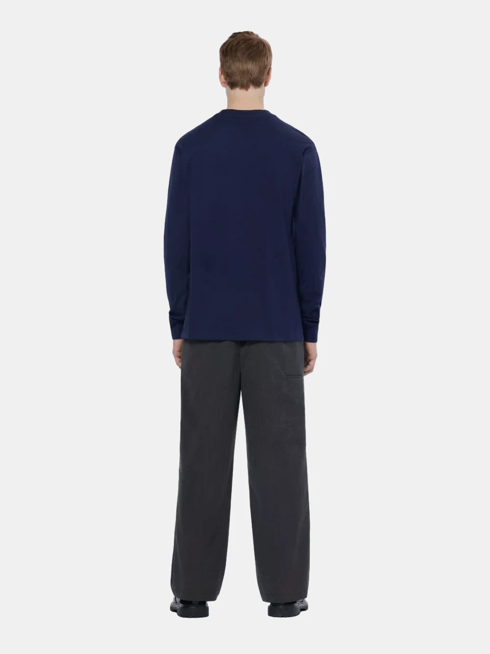 Melange With Pocket Detail Wide Fit Chino (Dark Grey) back view showing fit and finish by Scotch & Soda