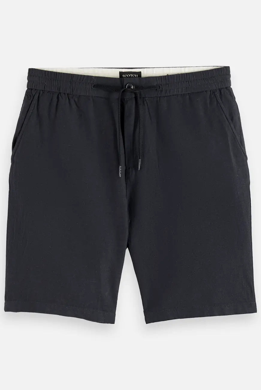 Cotton Linen Bermuda flat lay front view by Scotch & Soda