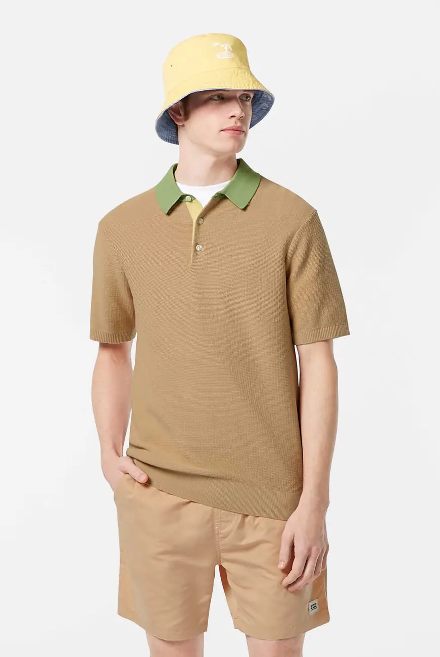 Knitted Polo Shirt close-up on model showing fit and detail by Scotch & Soda