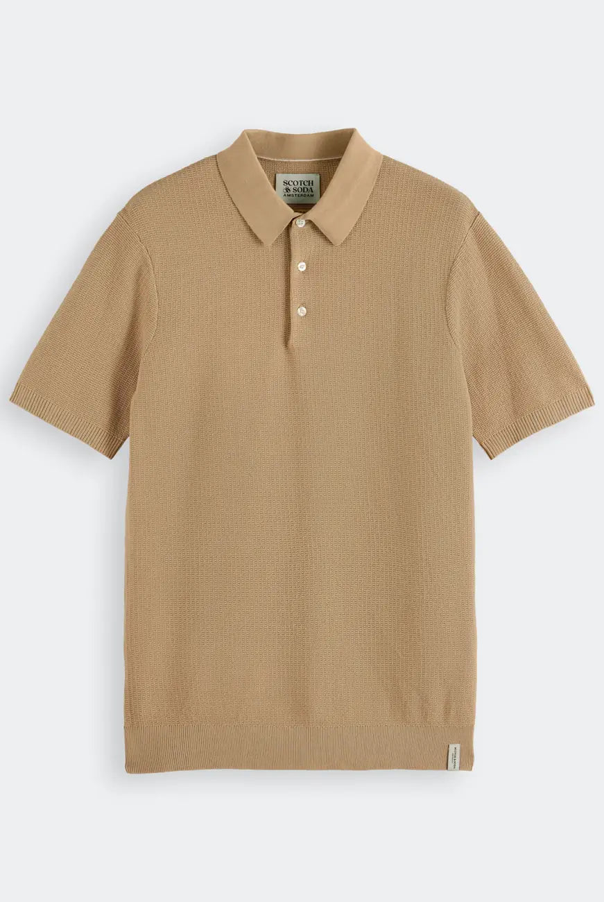 Knitted Polo Shirt flat lay front view by Scotch & Soda
