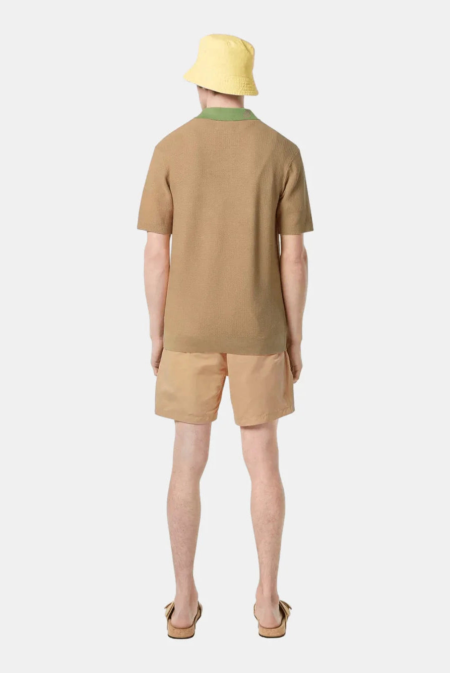 structured-knitted-polo-medium-beige back view by Scotch & Soda