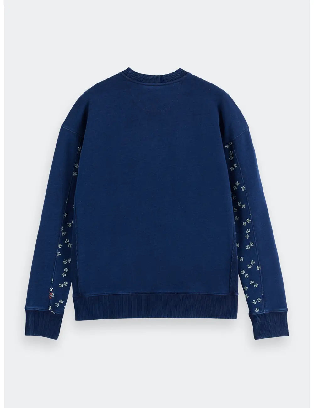 Indigo Crew Neck Sweat With Print Details back view showing fit and finish by Scotch & Soda