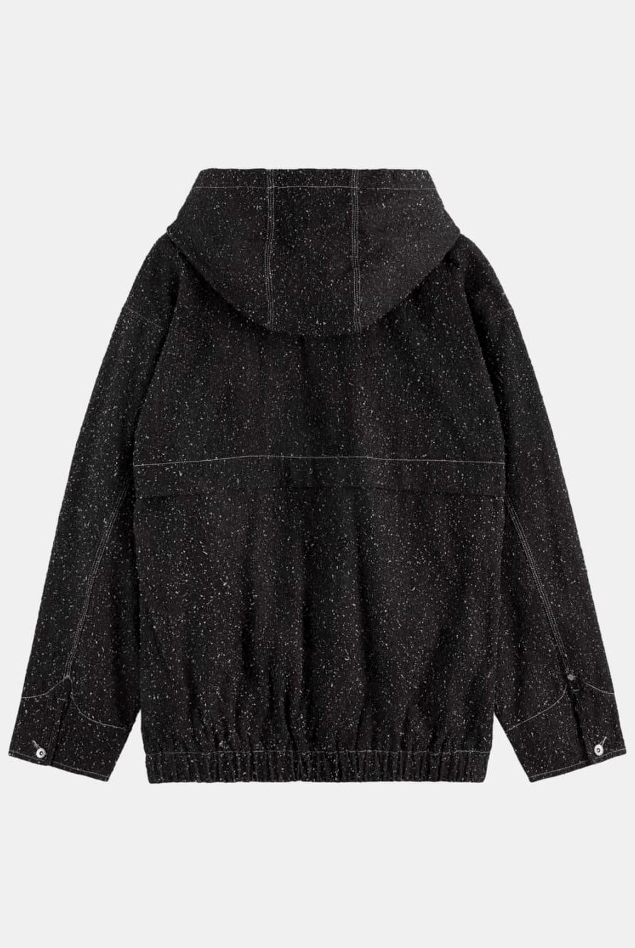 hooded-denim-jacket-black-snow back view by Scotch & Soda