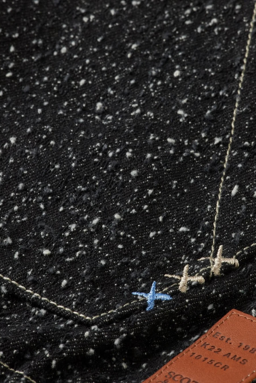 hooded-denim-jacket-black-snow detail shot by Scotch & Soda