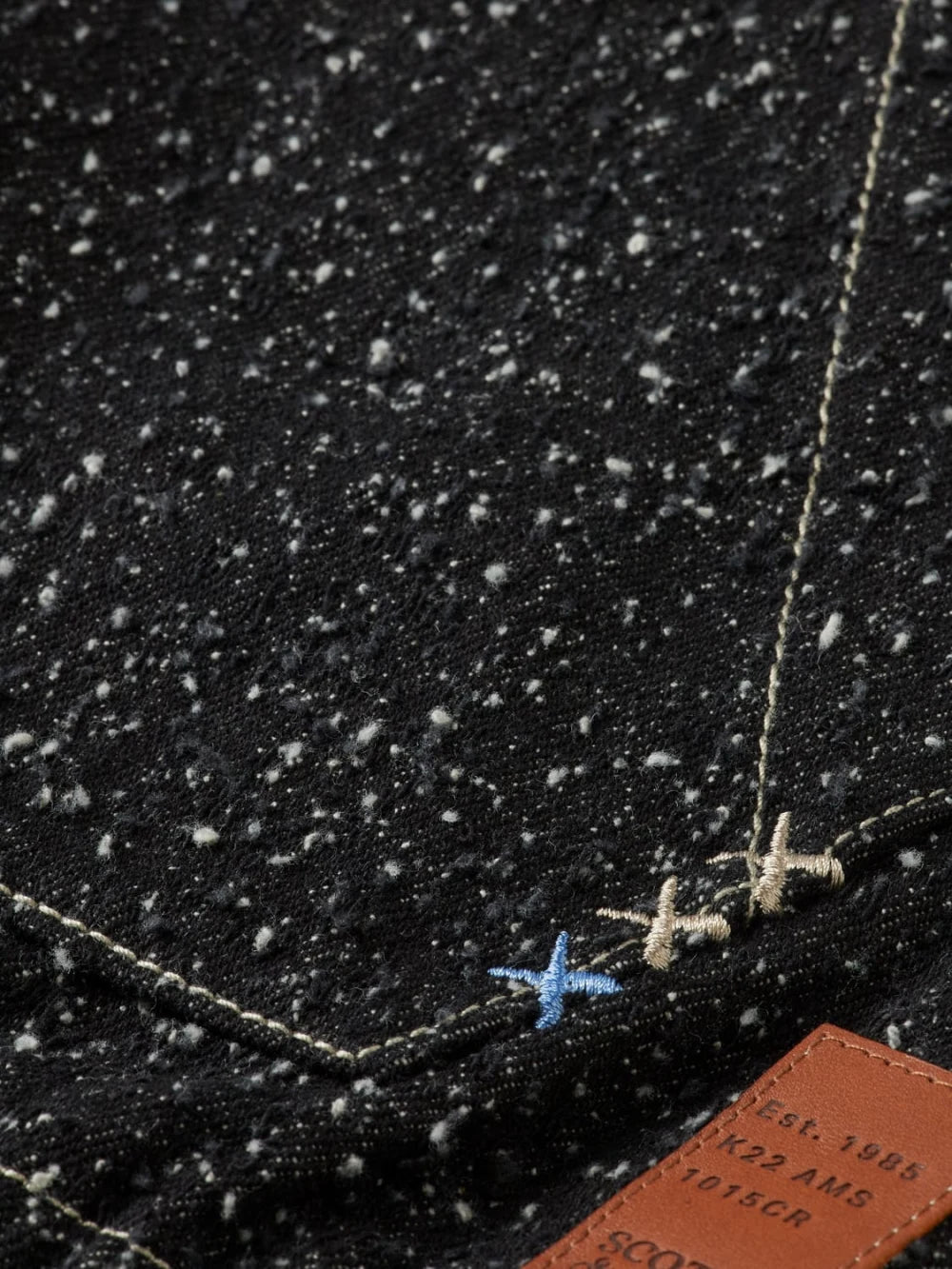 hooded-denim-jacket-black-snow detail shot by Scotch & Soda