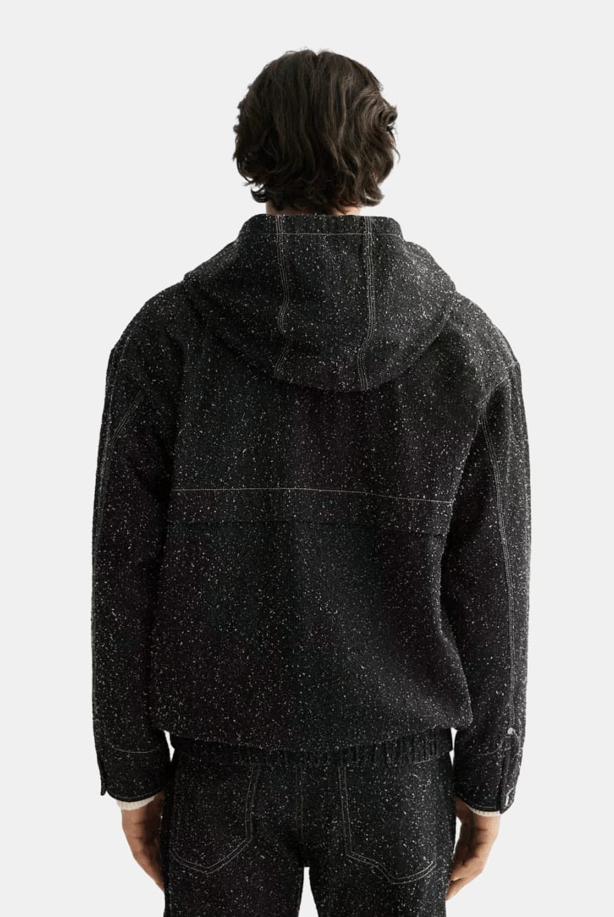 hooded-denim-jacket-black-snow back view by Scotch & Soda