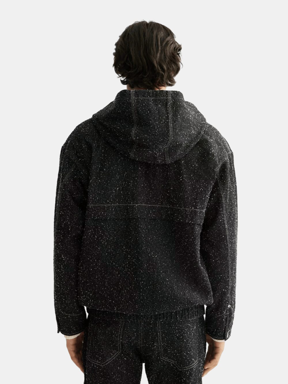 hooded-denim-jacket-black-snow back view by Scotch & Soda