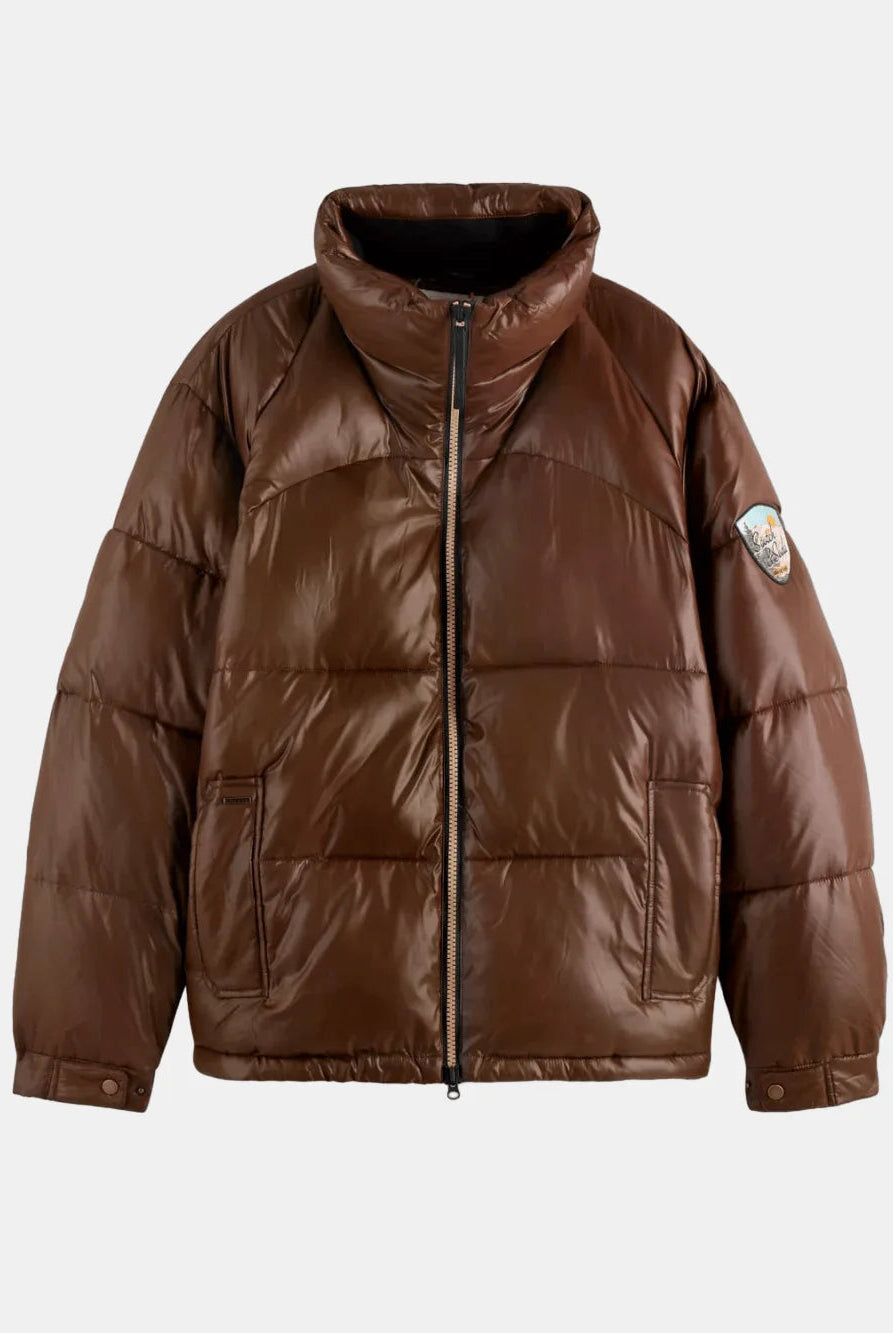 lacquer-puffer-jacket front view by Scotch & Soda