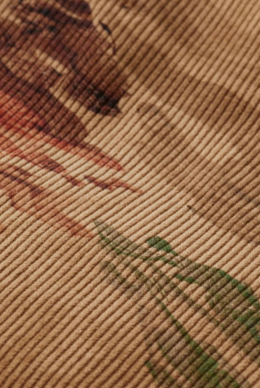 Mountain Print Corduroy Puffer detail shot of fabric and craftsmanship by Scotch & Soda