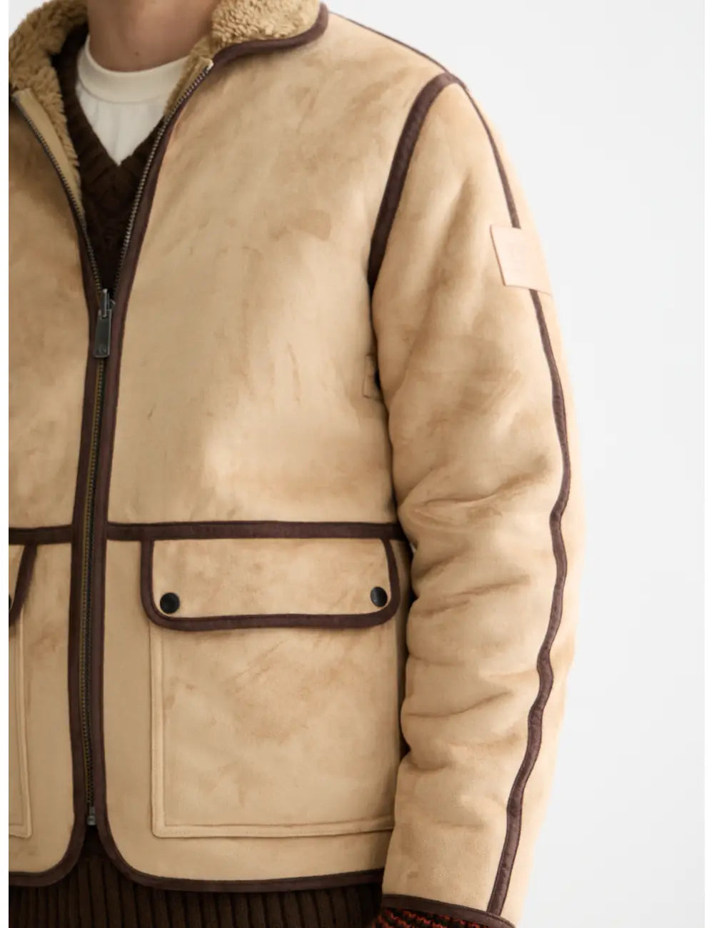 Faux Shearling Jacket detail shot of fabric and craftsmanship by Scotch & Soda