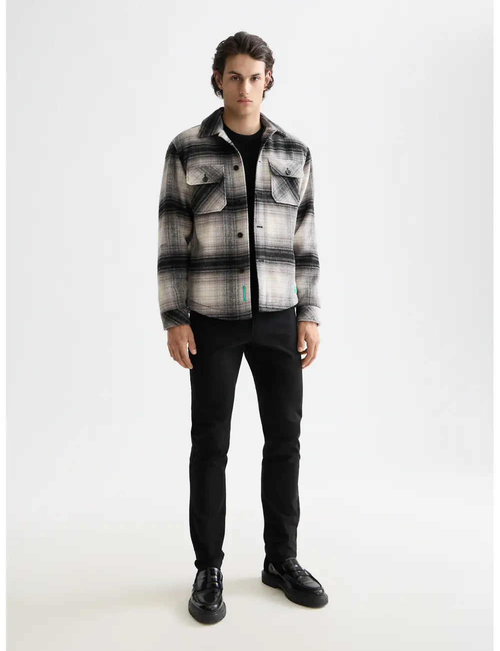 Check Overshirt full model shot showing overall fit by Scotch & Soda