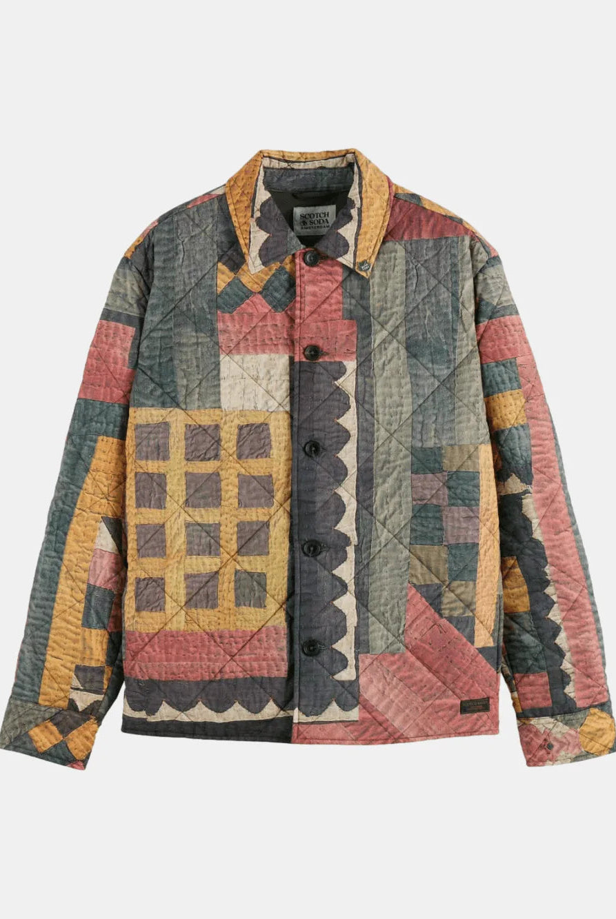 patchwork-mountain-print-overshirt front view by Scotch & Soda