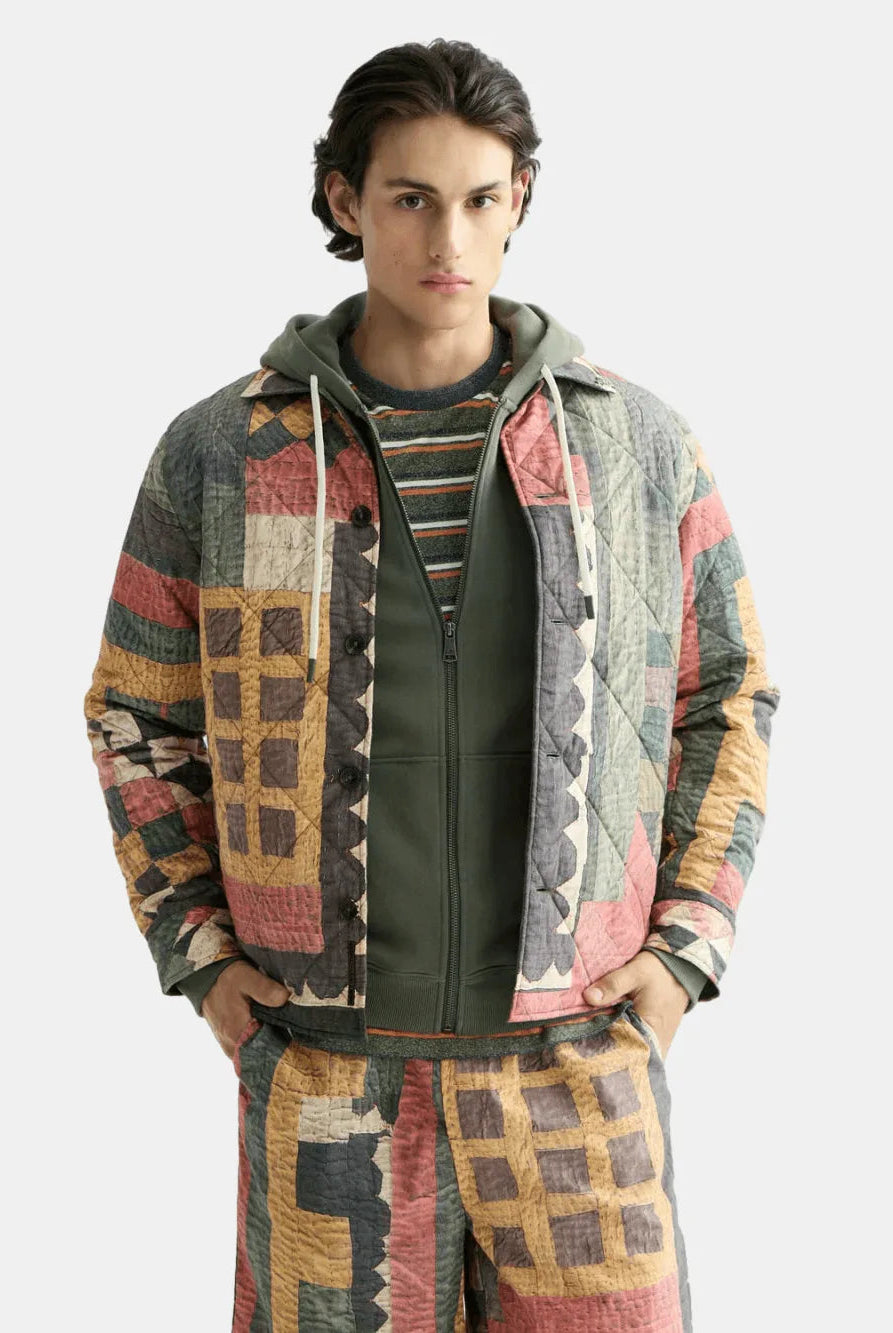 patchwork-mountain-print-overshirt front view by Scotch & Soda