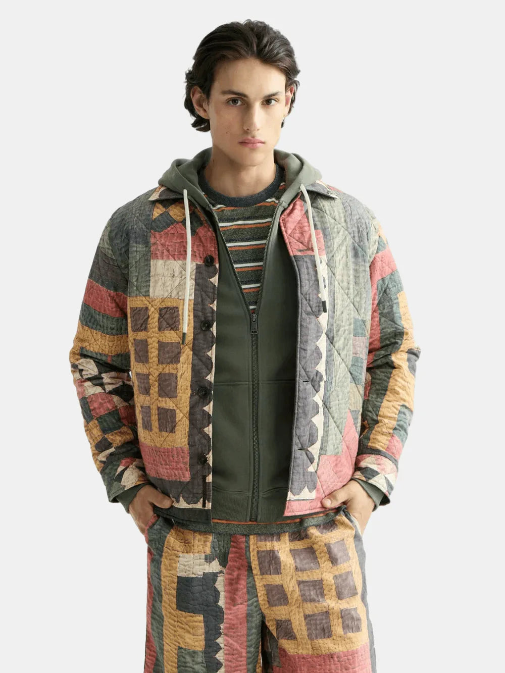patchwork-mountain-print-overshirt front view by Scotch & Soda
