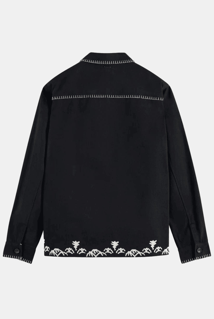 embroidered-cotton-blend-worker-jacket back view by Scotch & Soda