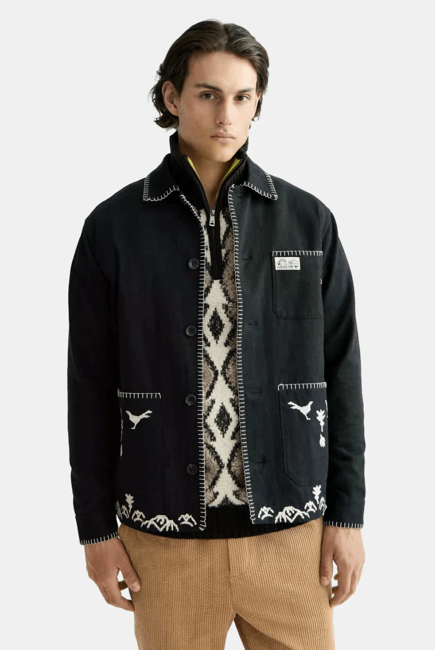 embroidered-cotton-blend-worker-jacket front view by Scotch & Soda