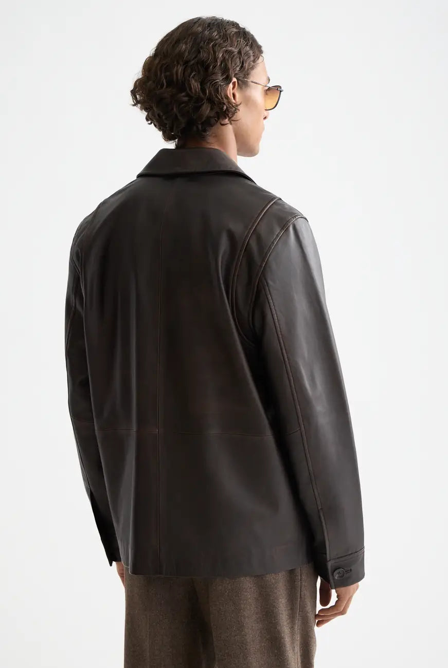 Vintage Leather Blazer Dark detail shot showing fabric and craftsmanship by Scotch & Soda