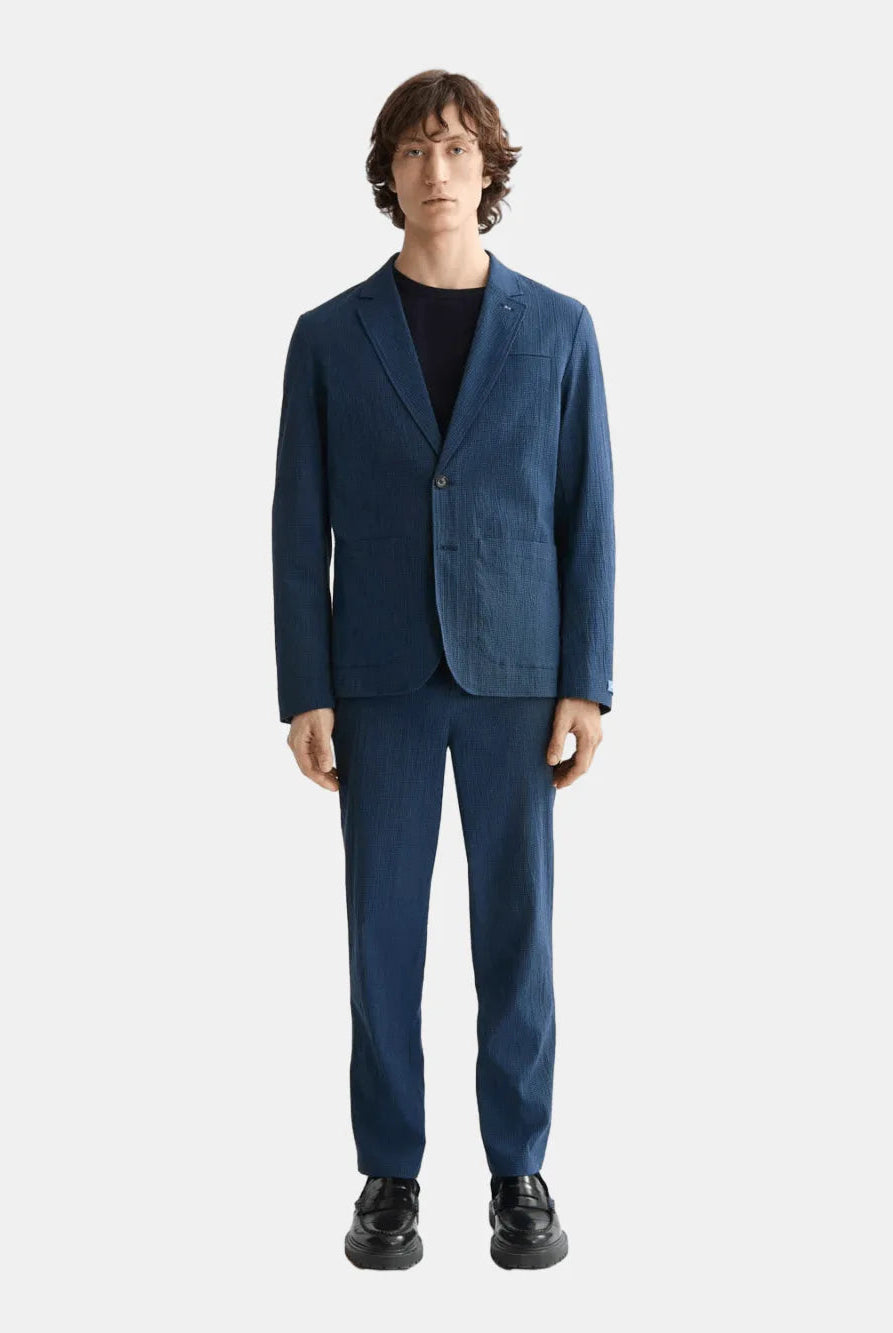 Regular-fit unconstructed cotton-blend seersucker blazer - Scotch & Soda