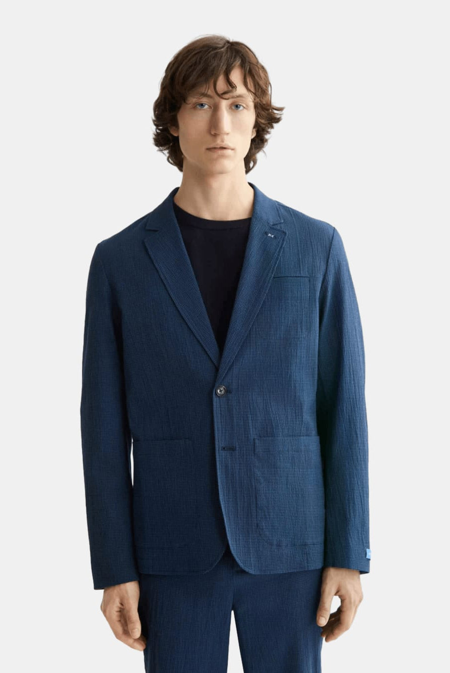 regular-fit-unconstructed-cotton-blend-seersucker-blazer front view by Scotch & Soda