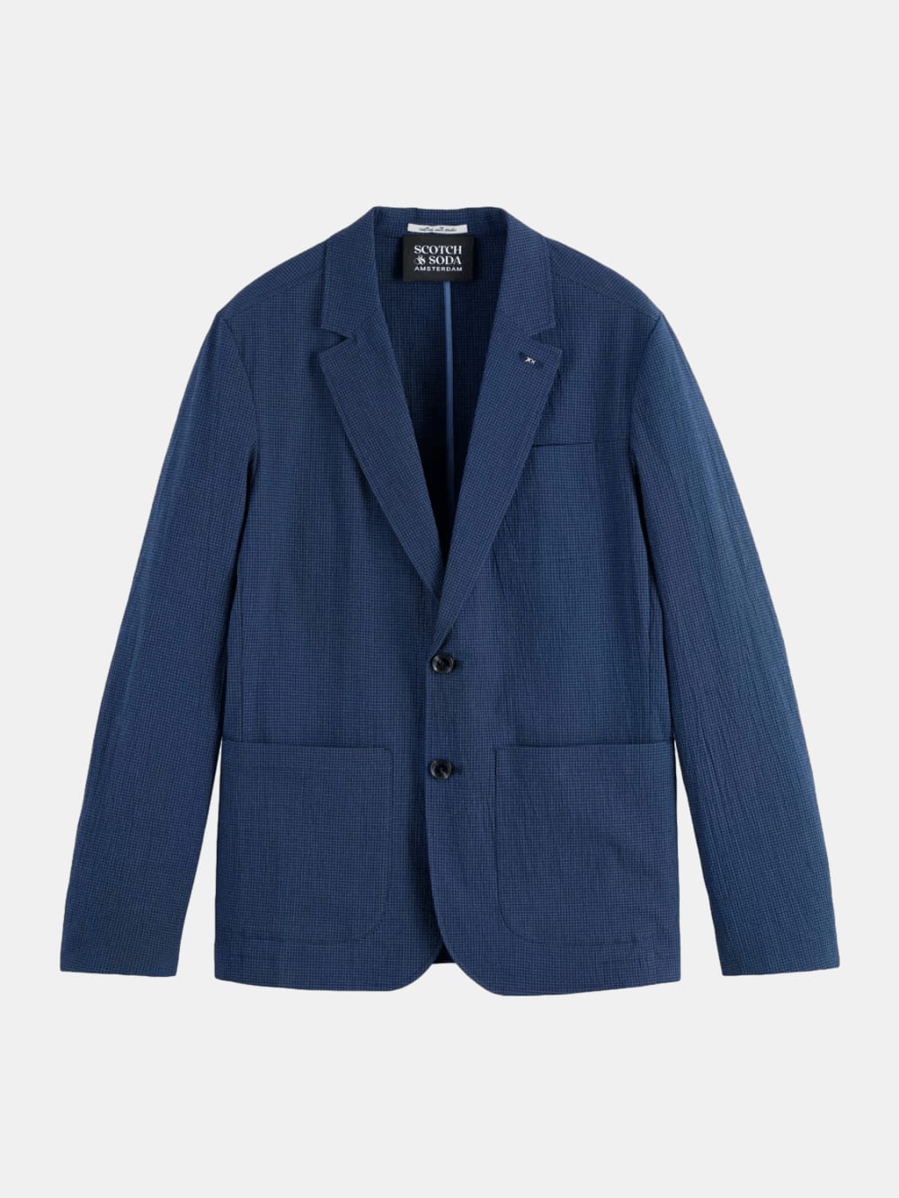 regular-fit-unconstructed-cotton-blend-seersucker-blazer back view by Scotch & Soda