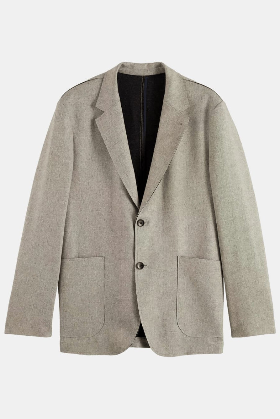 unconstructed-melange-jersey-relaxed-fit-blazer front view by Scotch & Soda