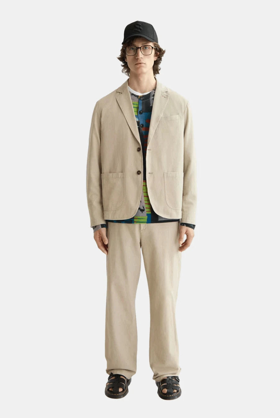 Relaxed-fit cotton linen twill 2-button blazer - Scotch & Soda