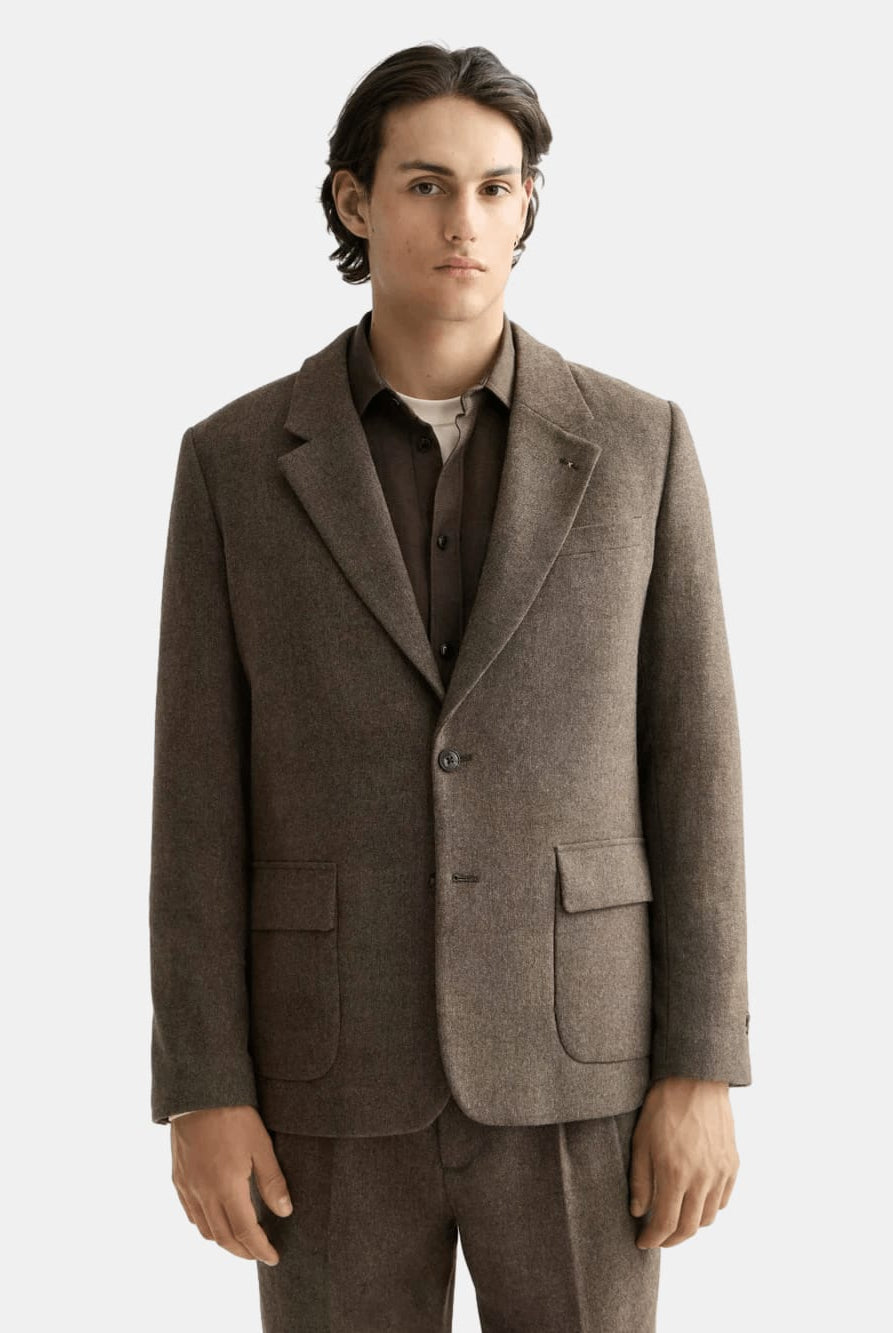 yarn-dyed-wool-blend-relaxed-fit-blazer front view by Scotch & Soda