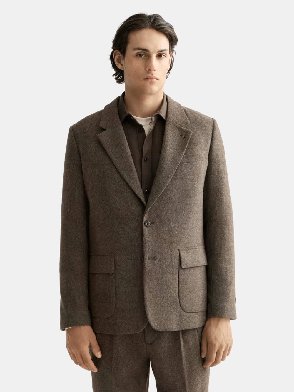 yarn-dyed-wool-blend-relaxed-fit-blazer front view by Scotch & Soda