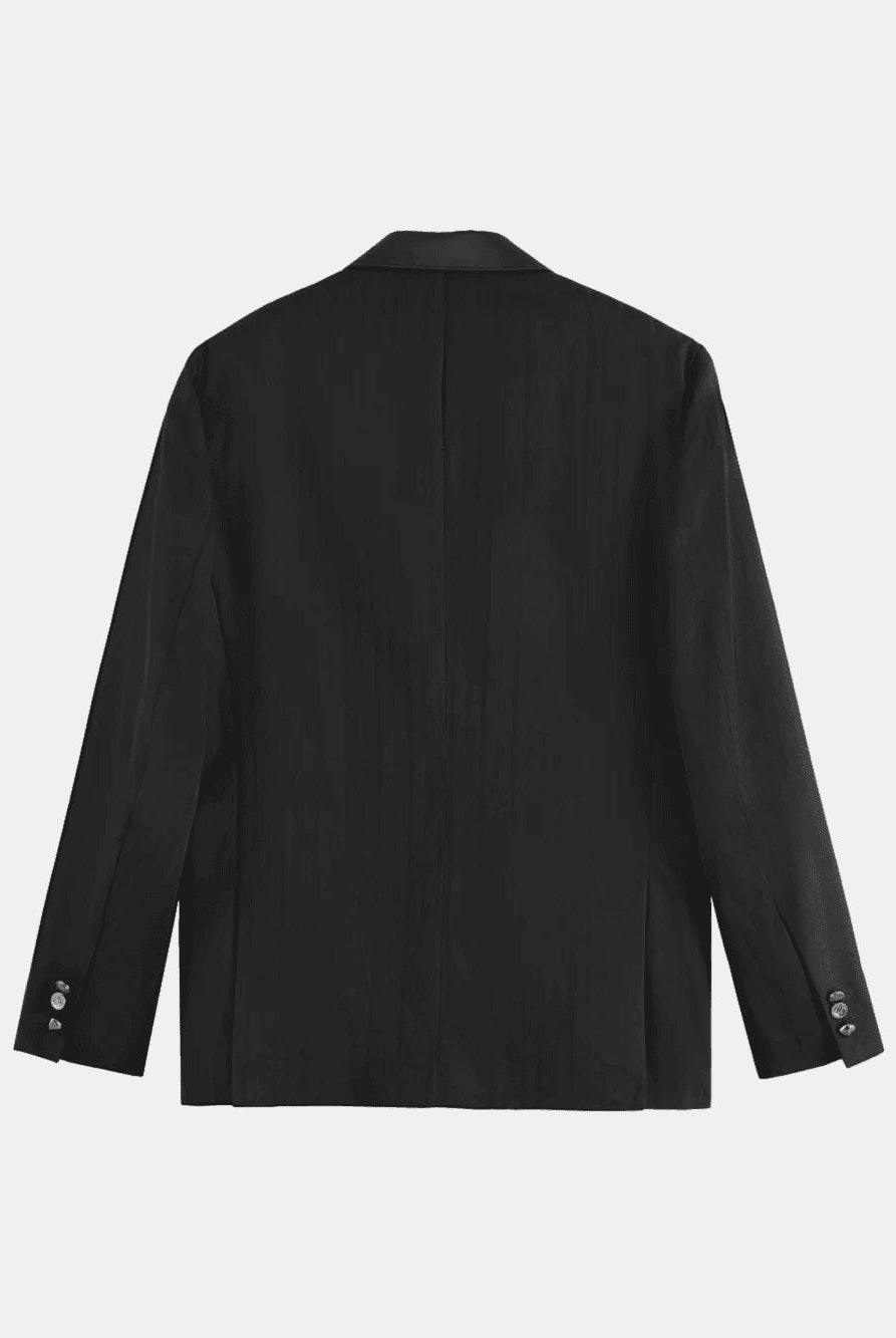 festive-double-breasted-structured-stripe-relaxed-fit-blazer back view by Scotch & Soda