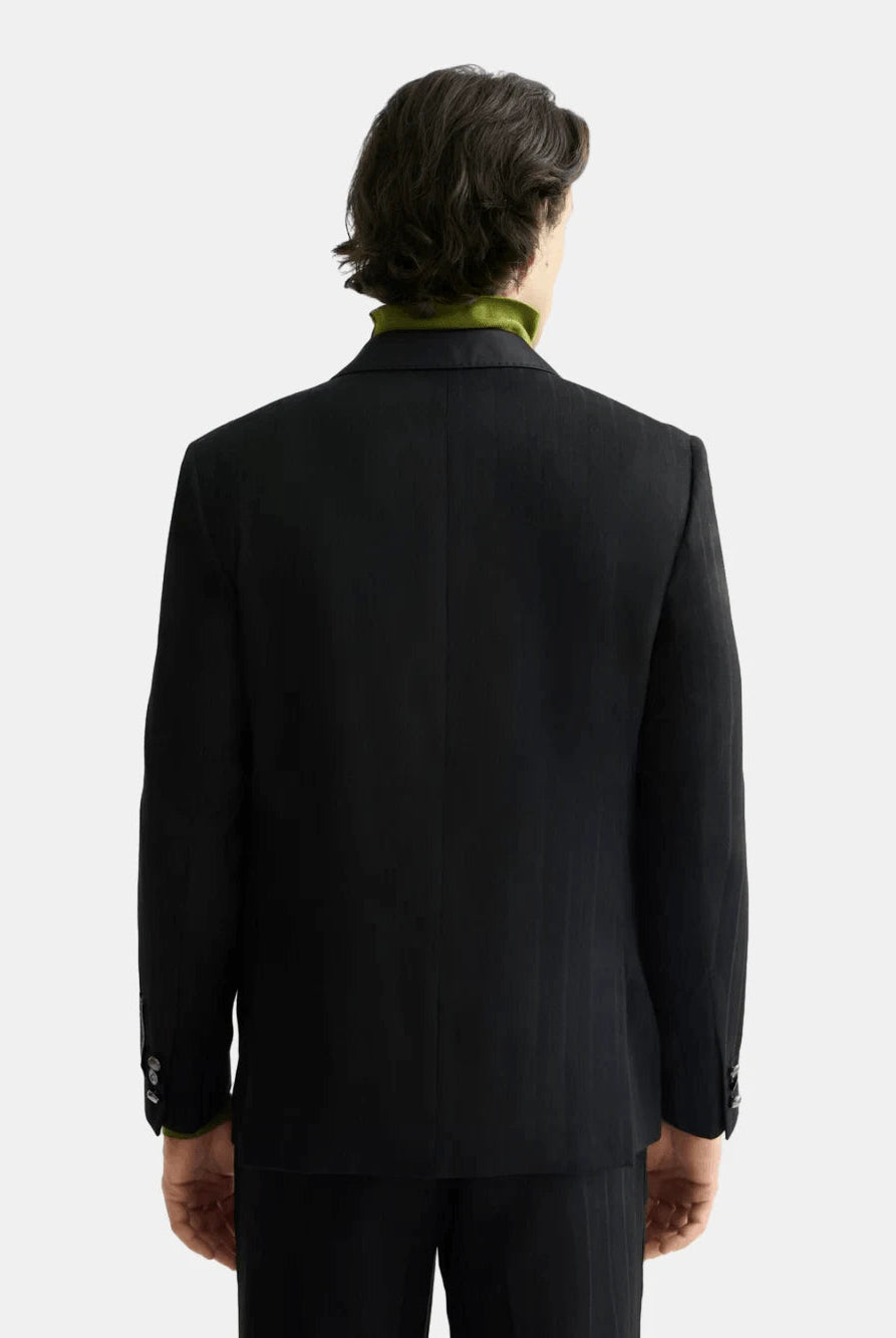 festive-double-breasted-structured-stripe-relaxed-fit-blazer back view by Scotch & Soda
