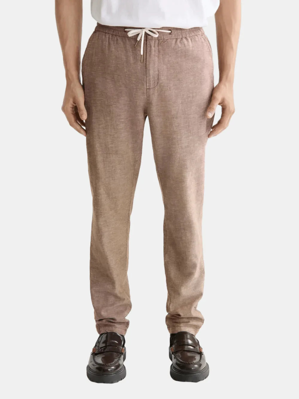 seasonal-core-warren-straight-fit-cotton-linen-jogger front view by Scotch & Soda
