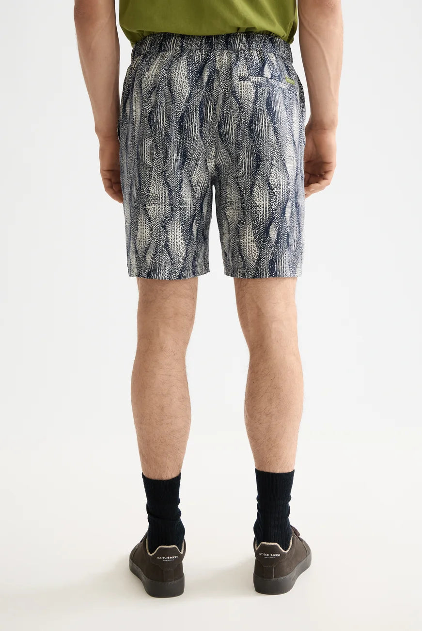 Printed Tencel Shorts detail shot showing fabric and craftsmanship by Scotch & Soda