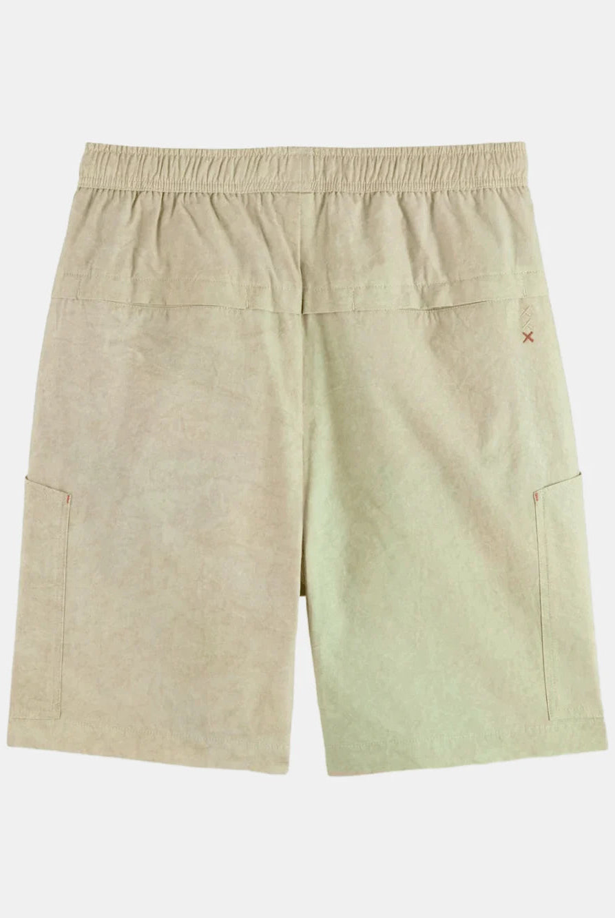 washed-nylon-blend-poplin-wide-fit-cargo-bermuda back view by Scotch & Soda