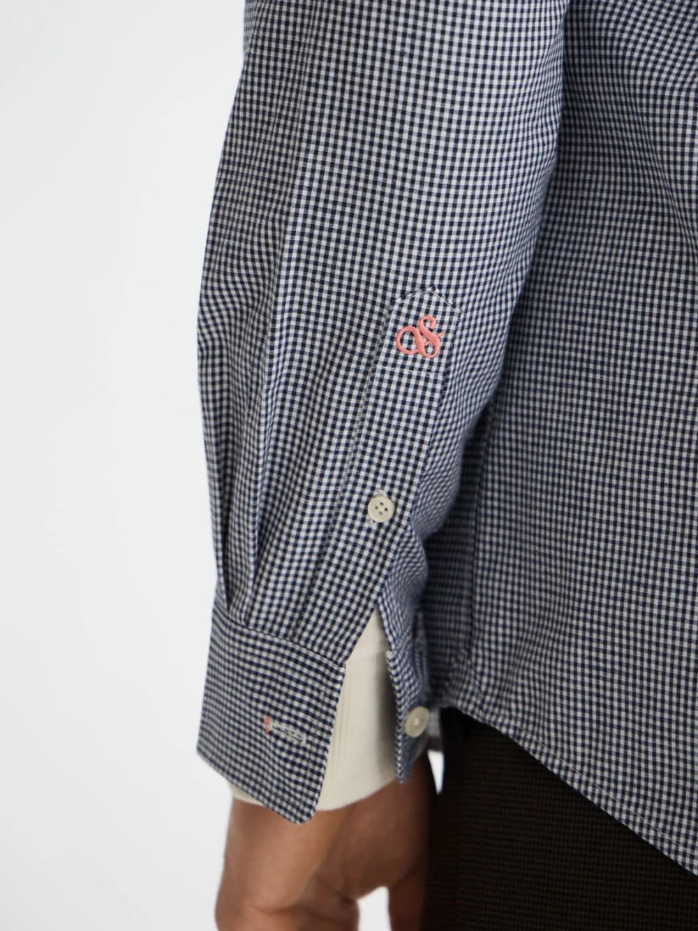 micro-check-poplin-shirt detail shot by Scotch & Soda