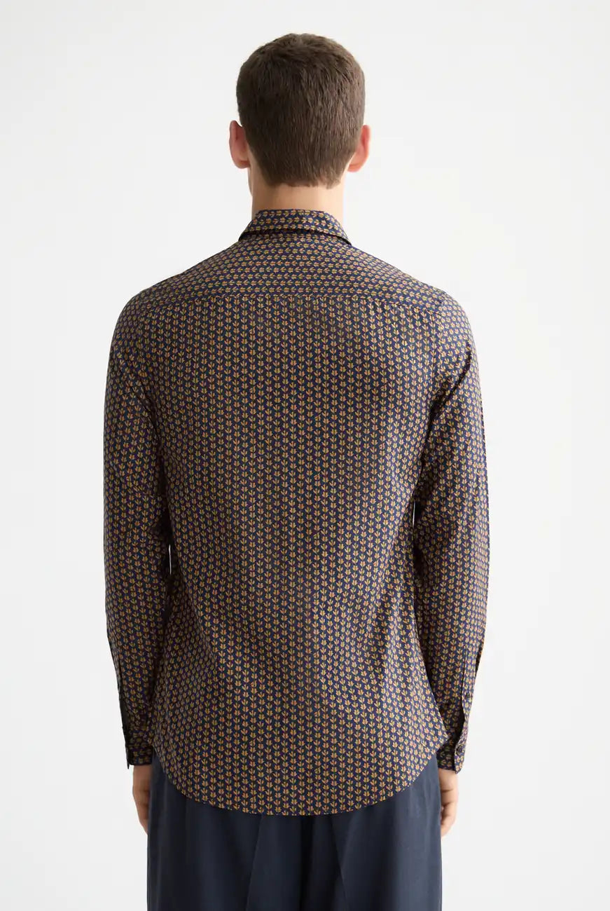 Micro AOP Slim-fit Shirt back view showing fit and finish by Scotch & Soda