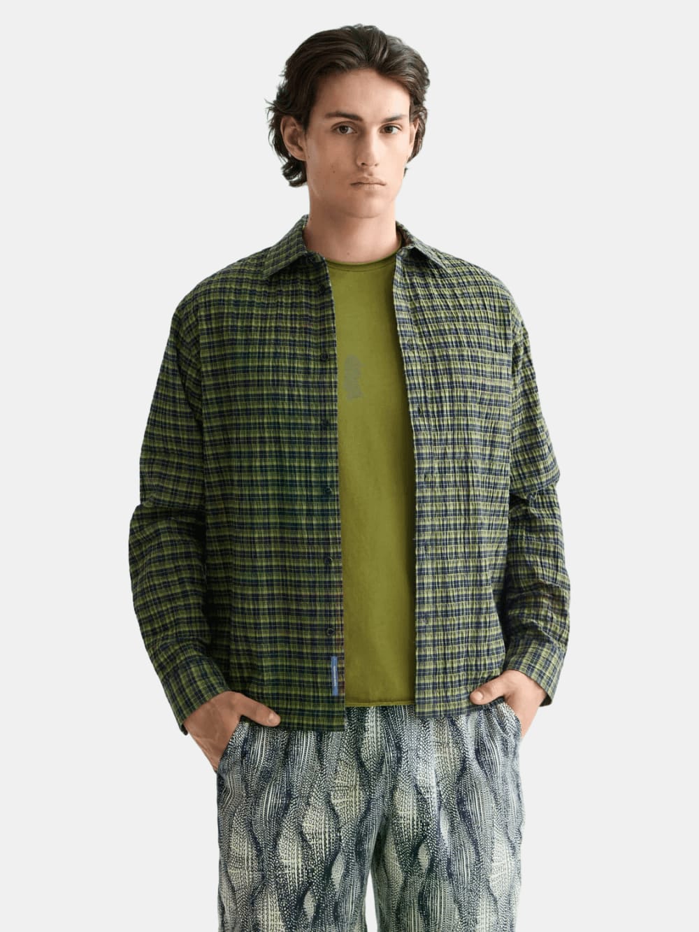 crinkle-checked-shirt front view by Scotch & Soda