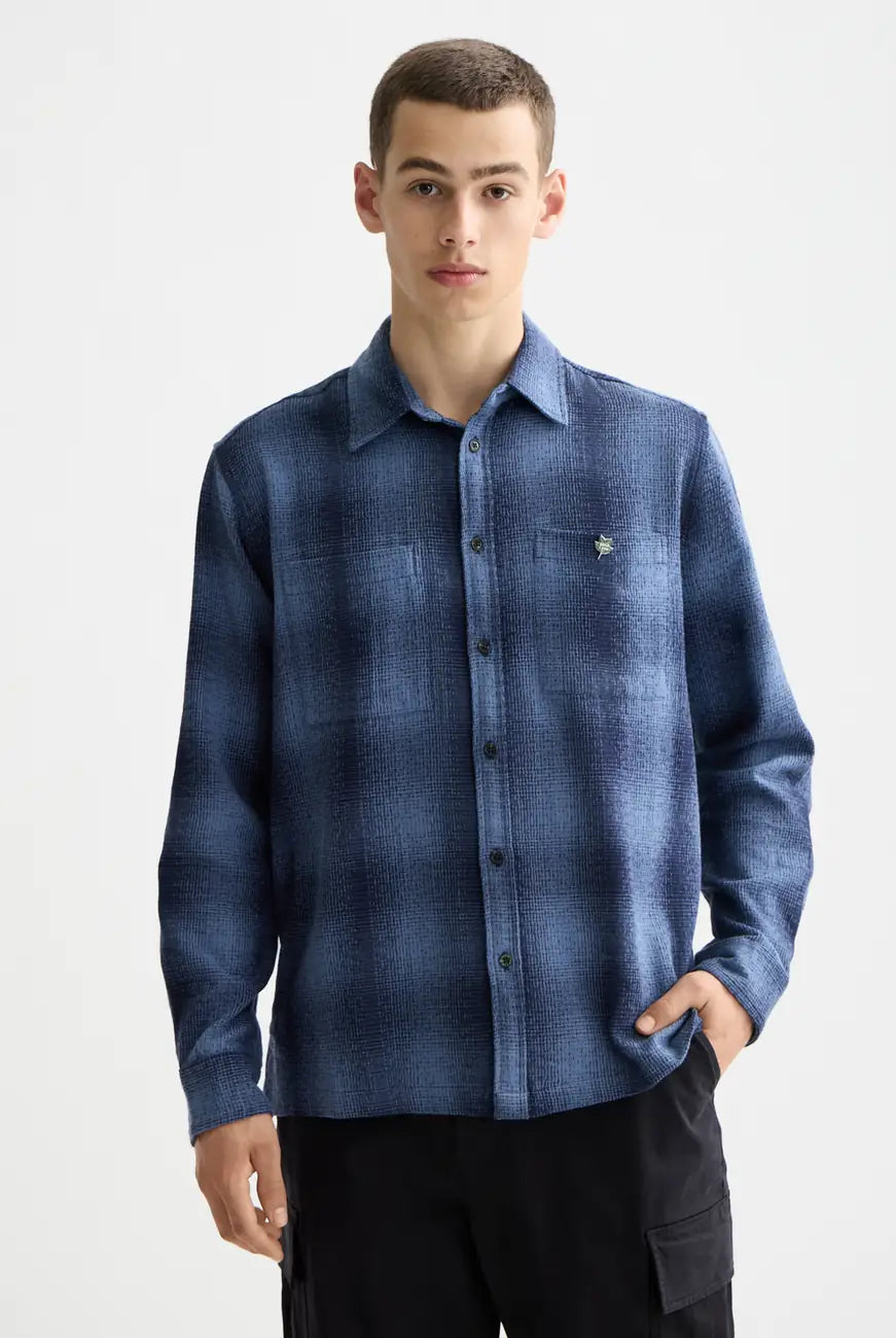 Shadow Check Shirt close-up on model showing fit and detail by Scotch & Soda